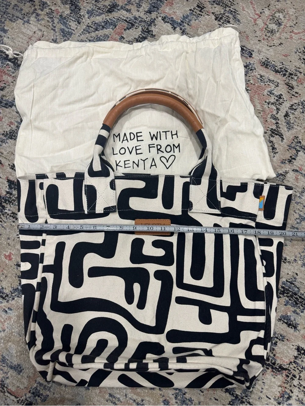 Ubuntu Life Black & Cream Canvas Tote and Dust Bag